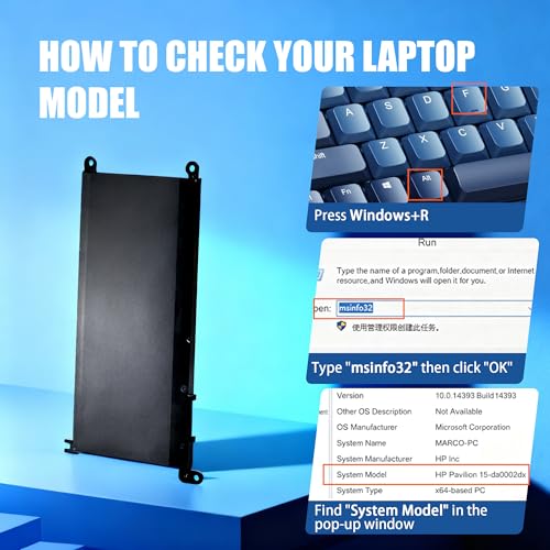 WDX0R Laptop Battery Replacement for Dell Inspiron 13 15 Series 5000 7000 5567 7573 5570 7579 7378 5565 5379 5378 Latitude 3490 3590 3340 3400 3390 3500 3190 Vostro 5468 5568 P69G 3CRH3