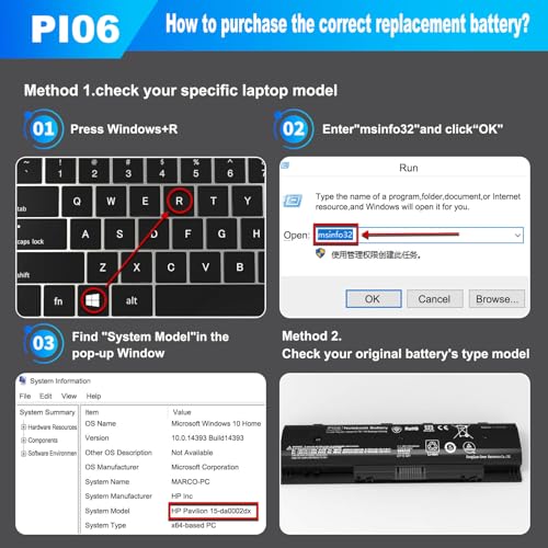 P106 Pi06 Replacement Laptop Battery,Compatible with HP P106 Notebook Battery 710416-001 710417-001 Envy Pavilion 14-E000 15-E000 15T-E000 17-E000 14 15 15T 17 Series HSTNN-LB4N HSTNN-YB4N - size: 9.3 * 4.1 * 2.1 Inch PI06