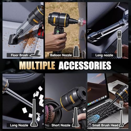 Handheld Car Vacuum Cordless, 17000PA Mini Car Vacuum Portable Cordless, Brushless Motor with Digital Display, Car Vacuum Cleaner for Office Desk Home Kitchen Car Pet Hair, Travel