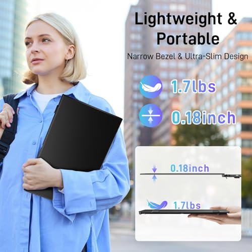 Vixtan Laptop Screen Extender, 15.3" FHD 1080P Portable Dual Monitor | 1.7lbs Ultra-Light & Ultra-Slim, USB-C Plug & Play No Driver, Fits 13-17" Laptops, Win/MacOS/Chrome/Android, Aluminum Alloy - color: 15.3'' Black