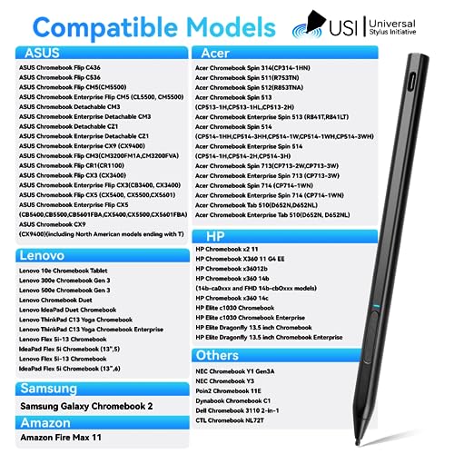 Fire Max 11 Stylus Pen,USI 2.0 Stylus Pencil for Amazon Fire Max | For Max 11 Tablet & Fire HD 10 (13th Gen, 2023 release),Palm Rejetion 4096 Pressure and Rechargeable Amazon Pen - color: Black
