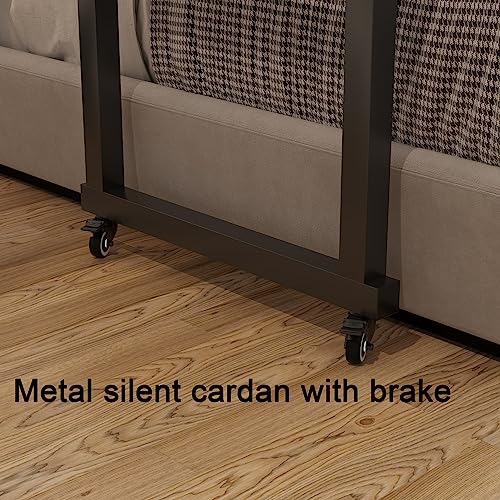 TigerDad Overbed Table with Wheels, Modern Style, Brown, 55.1-82.7x25.6x18.1 inches, 350lbs Weight Capacity - color: Brown