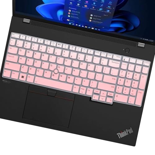 Keyboard Cover for Lenovo ThinkPad E16 L16 P16 P16v (Gen 2/Gen 1) / T16 P16s (Gen 3/Gen 2/Gen 1) 16 inch, Thinkpad L15 Gen 4/3 15.6 inch (Not Fit Thinkpad Z16,L15 Gen 2/1)-OmbrePink - color: OPink