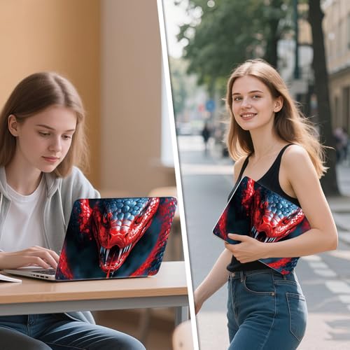 Universal Laptop Skin Sticker Decal, 12"-15.6" Aesthetic Vinyl Wrap, Red Snake Head Striking Waterproof Notebook Cover Art Protector for MacBook HP Dell Lenovo, Fits 13" 14" 15" 15.6" - color: Red Snake Head Striking