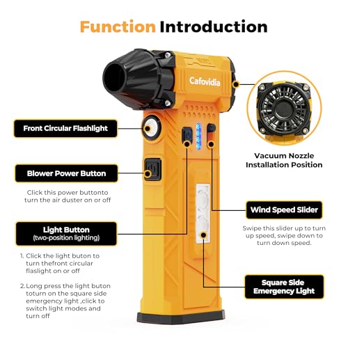 Electric Air Duster | 180000RPM Brushless Motor | 8000mAh Battery • Stepless Speed Control • 2-in-1 Air Blower • LED Light Car PC Home