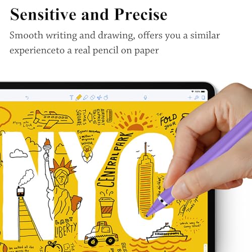 Stylus Pen for Touchscreen, Kenkor Rechargeable Digital Fine Point Active Tablet Pencil, Stylus Pen for iPhone/Switch/Android/Apple iPad Pro/Air/Mini/Samsung/Cellphone/Tablet Drawing & Writing -Purple - color: Purple