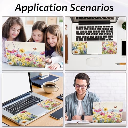 Laptop Skin 12.1-15.6 inch Removable Universal Reusable Laptop Sticker Decal,Waterproof No Residue Vinyl Cover,Scratch-Resistant Cuttable Full Wrap Sticker for Notebook, Wildflower Daisy Butterfly - color: Wildflower Daisy Butterfly