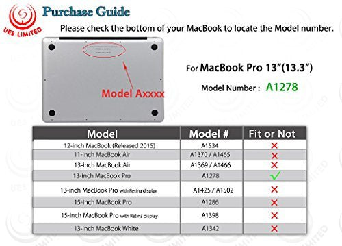 UESWILL 3in1 Smooth Matte Hard Shell Case Cover Compatible with MacBook Pro 13 inch with CD-ROM (Non-Retina) (Model A1278) + Keyboard Cover and Screen Protector + Microfibre Cleaning Cloth, Clear - color: Clear, size: MacBook Pro 13" (CD-ROM Drive)