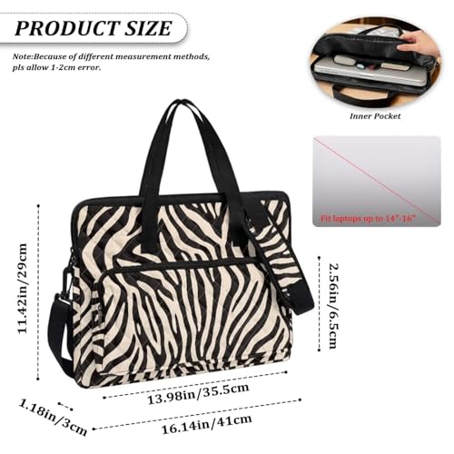 Laptop Sleeve, Laptop Cover with Adjustable Strap Computer Bag Tablet Notebook Sleeves Handbag Messenger Briefcase - color: Zebra Stripe
