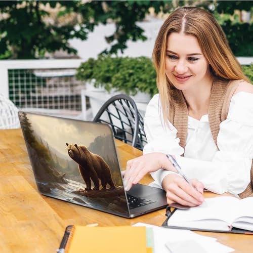 Laptop Skin Sticker Decal, Universal Reusable Vinyl Laptop Cover for 12" 13" 13.3" 14" 15" 15.4" 15.6" Notebook PC, Reusable Waterproof Scratch-Resistant with 2 Wrist Pads,Brown Bears in Forest - color: Brown Bears in Forest