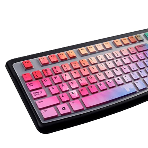 Keyboard Cover for Logitech K120 & MK120 Ergonomic Desktop USB Keyboard Ultra Thin US Layout Protective Skin-Colorful - color: Colorful