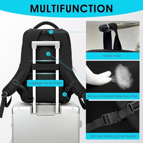 15.6 Inch Laptop Backpack for Travel Water Resistant College Backpack for Men Women Laptop Bag with USB Charging Port Business Backpack,Black