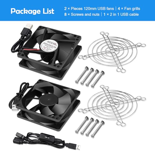 Mini 80mm USB Computer PC Case Cooling 5V Powered Fan (Quiet), Cabinet Cooler Fan with Speed Controller(2 in1 Pack) - style: 2 in 1-8025-USB