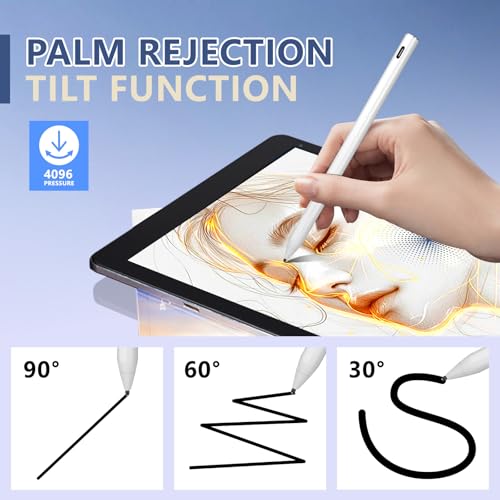 Rechargeable MPP 2.0 Tilt Pen for HP 2-in-1 Touchscreen Laptops,Genuine Digital Stylus Pen for HP Envy X360/Pavilion X360/Spectre X360 with 4096 Pressure Sensitivity and Palm Rejection,White - color: White
