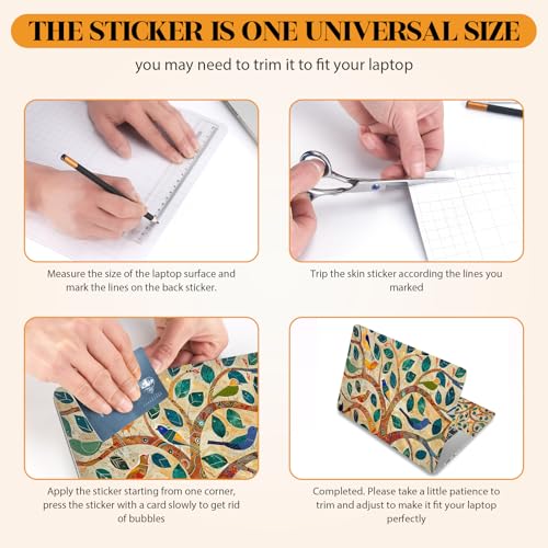 12.1 13 13.3 14 15.4 15.6 Inches Laptop Skin Sticker Decal Universal Netbook Skin Sticker Reusable Notebook Art Decal Protector Cover, Colorful Tree Bird - color: Colorful Tree Bird