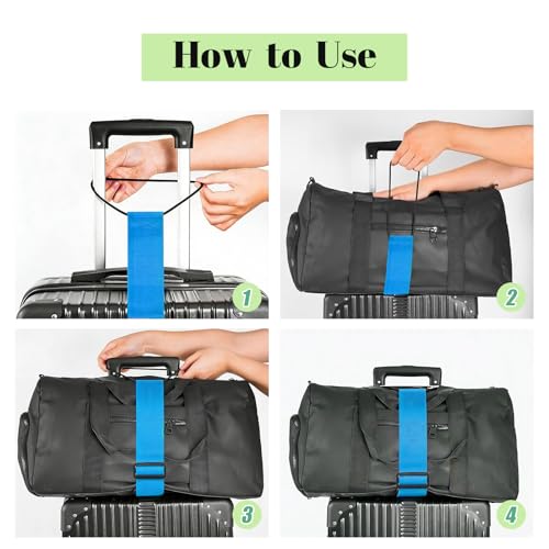 Multi Use Strong Adjustable Luggage Connector Straps for Suitcases,3 Pack Flexible Luggage Accessories Elastic Fastening Bag Strap (Blue-3Pcs) - color: Blue-3Pcs