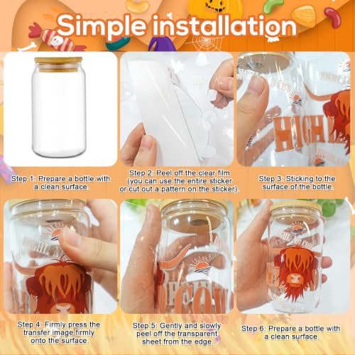 Rngmsi 20 Pcs Halloween UV DTF Cup Wrap Ghost UV DTF Stickers for 16 OZ | 3.1x3.1 Inch, Waterproof, Halloween Ghost Design, UVDTF Transfer Decals for Glasses Cups Mug DIY Crafts - style: Halloween