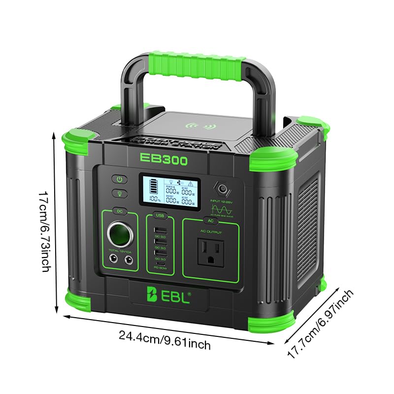 EBL Portable Power Station 288.6Wh 330W Solar Generator For Camping | Solar Generator with 330W AC Outlet, SOS LED Light, Wireless Charging Backup Battery for Camping, Outdoor, Home Blackout, RV