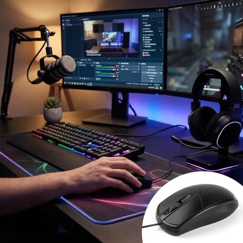 24 Pcs Black USB Wired Mouse 1200 DPI 3 Button Corded Computer Mice Right or Left Hand Use Computer Corded USB Mouse Bulk for PC Laptop Desktop Notebook Office School Classroom Use