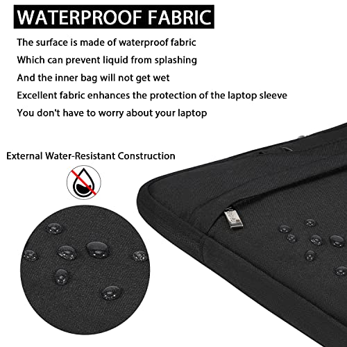 Voova Laptop Case 13 14 15 16 17 Inch with Shoulder Strap, Waterproof Laptop Bag Sleeve Slim Briefcase - color: Black, size: 13-14 inch