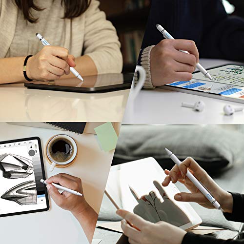 NTHJOYS 2 in 1 Rechargeable Digital Pen Fine Point Stylus for iPhone/iPad Pro/Mini/Air/Samsung and Other Touch Screens - color: White