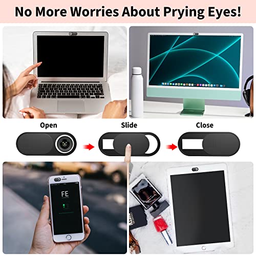 Yilador Webcam Cover, 0.03in Ultra Thin Slide Web Camera Covers for Laptop Computer Smartphone Mac iMac MacBook, Sliding Blocker Cover Protect Your Privacy Security (3*Small+3*Big)