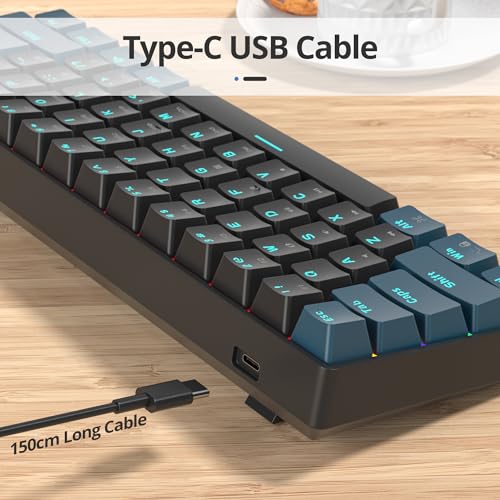 surmen 60% Mechanical Gaming Keyboard with Linear Red Switch, Wired Mini Compact Keyboard 60 Percent Backlit for Laptop Desktop PC Gamers(61 Monster B-Rainbow) - color: 61 Monster B-Rainbow