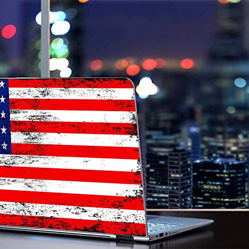 Flags | Custom Fit Made to Order Laptop Notebook Skin Vinyl Sticker Cover Decal Fits 13.3" 14" 15.6" 16" HP Lenovo Apple Mac Dell Compaq Acer American Flag Distressed red White Blue - color: Style 4
