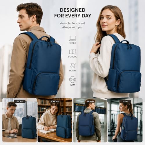 Laptop Backpack for Women & Men, 15.6" Laptop and Tablet Bag with Tumbler Holder – Lightweight, Durable Travel & Work Backpacks, Blue - color: Backpack 02 Blue