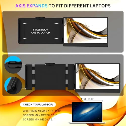 CIDETTY Laptop Screen Extender, 14" Dual Portable Monitor FHD 1080P IPS, USB-C/HDMI Plug & Play Travel Screen for 13-17" Laptops, Compatible with Wins/Mac/Chrome/Switch/Android