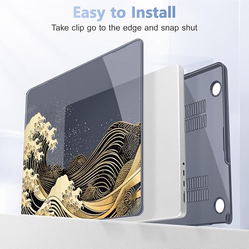 May Chen for 2026 MacBook Pro 14-inch M5 M4 M3 M2 M1 Pro/Max Chip, Release 2026 2025-2021, Model A3427 A3426 A3434 A3112 A3401 A3185, Plastic Hard Shell with Keyboard Cover, Black Sea Wave - color: Black Sea Wave