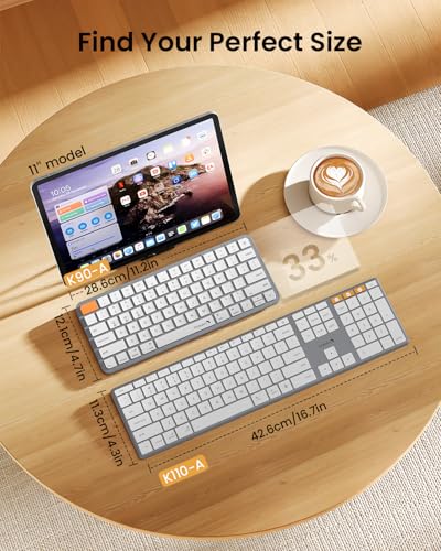 ProtoArc K90-A Backlit Bluetooth Keyboard for Mac/iPad, White Silver | Compact Wireless Mac Keyboard, 78-Key, No Numpad, 3-Level White Led Backlight, Multi-Device, Low-Profile, Rechargeable - color: White Silver