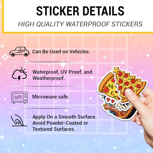 18pcs Pizza Stickers Pack, Cute Cartoon Graffiti Vinyl Waterproof Decals for Water Bottle,Laptop,Phone,Skateboard,Scrapbooking,Bumper for Party Supply - color: Pizza