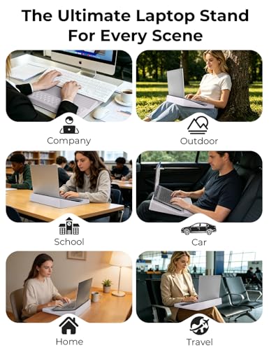 Adjustable Lap Desk with Wrist Rest, Reversible Laptop Stand | Cooling Grip Surface, Fits up to 17'' Laptop, Portable Lap Desk with Pillow Cushion, Computer Tray for Home Office, Mauve - color: Mauve