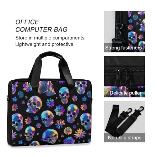 MNSRUU Laptop Bag for 15.6 inch Black Gothic Bats - color: Skull I23293