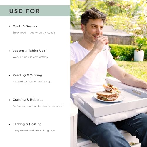 ROSSIE HOME Wood Lap Tray – Gray, Fits 15.6” Laptops - color: Calming Gray, style: Single Tray