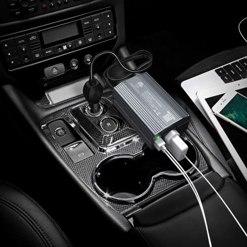 BESTEK 300W Power Inverter DC 12V to 110V AC Car Inverter with 4.2A Dual USB Car Adapter (Gray) - color: Gray