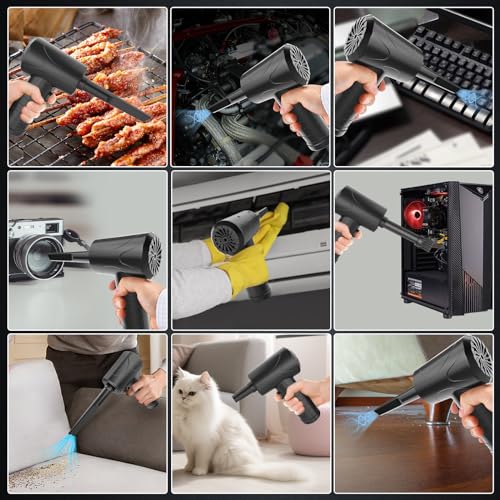 Portable Air Blower, Compressed Air Duster 3 Gear 51000RPM 6000mAh Rechargeable Cordless Electric Air Duster with LED Light & Air Pump for Computer Laptop PC Keyboard PS5 -Replace Compressed Air Can