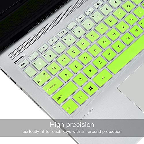 Keyboard Cover for HP Laptop 14/HP Pavilion 14-dq 14-cf/fq 14t-dq300/dq200 14-dq0052dx 14-dq5043cl 14-dq2078wm 14-dq0055dx 14-dq0002dx 14-dq1040wm 14-dq0057nr 14-dq2053cl dq1059wm dq1035cl Skin, Green - color: Ombre Green