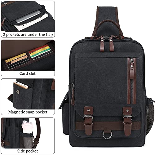 mygreen Canvas Cross Body Messenger Bag Shoulder Sling Backpack Travel Rucksack - color: Black-xl, size: X-Large