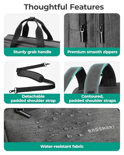 BAGSMART 3 In 1 Laptop Bag for Men, Computer Briefcase 17.3 Inch Laptop Water-Repellent Shoulder Bag, Computer Bag Business Travel Office, Navy Blue - color: Deep Blue