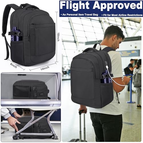 DEYACE Laptop Backpack 17 Inch Large Computer Bag for Men with USB Charger Port 18x14x8 Flight Approved Personal Item Travel Laptop Backpacks
