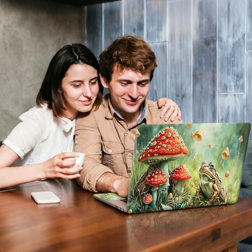 Universal Laptop Skin Sticker Decal, Compatible with MacBook HP Dell Lenovo 12"-15.6", Reusable Vinyl Notebook Cover 3PCS Set, High-Recognition Film-Red Mushroom Frog - color: Red Mushroom Frog