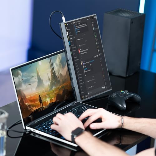 VIVO 15.6 inch Portable Monitor with Laptop Screen Extender Holding Bracket, Fits Laptops up to 18.5 inches, Black, STAND-PM01M