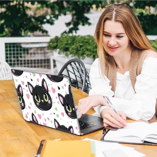 Laptop Skin Sticker Decal, Universal Reusable Vinyl Laptop Cover for 12" 13" 13.3" 14" 15" 15.4" 15.6" Notebook PC, Waterproof Scratch-Resistant with 2 Wrist Pads, Easy to Apply & Remove,Cute Cat - color: Cute Cat