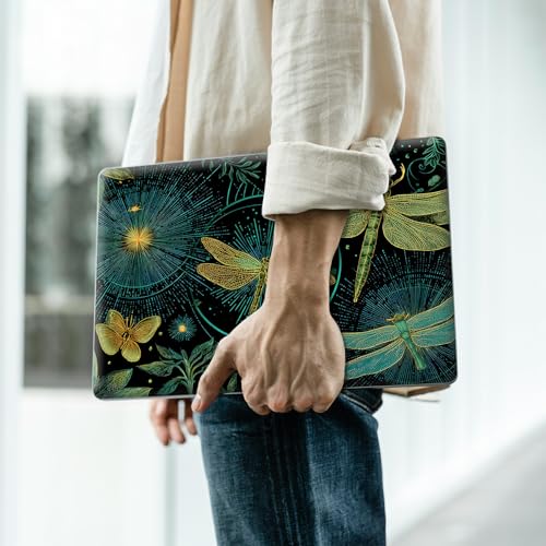 Reusable Universal Laptop Skin Sticker, Cut to Fit for 11.6–15.6 Inch Laptops, Waterproof Protective Film, No-Residue - Dragonfly Night Garden - color: Dragonfly Night Garden