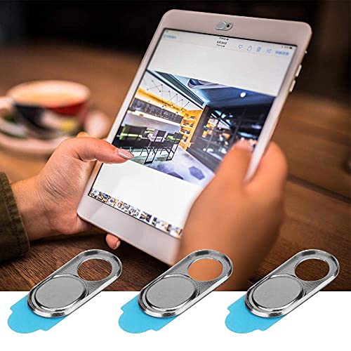 ASHATA 3pcs Metal Camera Lens, Ultra Thin Camera Cover Webcam Cover Blocker Slider for Smartphone Tablet Desktop Laptop (Silver)