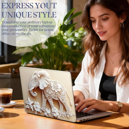 Universal Laptop Skin Sticker Decal,15.6 Inch Laptop Vinyl Cover for 13" 14" 15.6" Laptop,Scratch-Resistant Waterproof Protector Wrap,Reusable with Wrist Pads,Elephant Carving Painting - color: Elephant Carving Painting