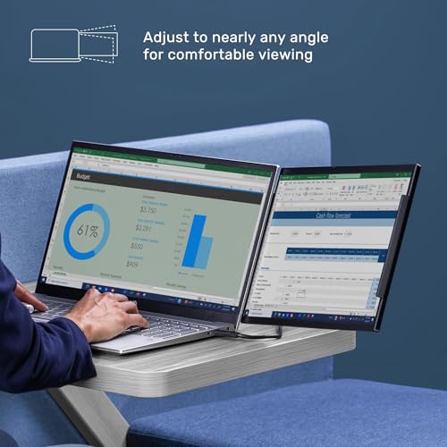 SideTrak Swivel 15.6" Attachable Portable Monitor for Laptop | FDH TFT Laptop Dual Screen | Mac, PC & Chrome Compatible | Swivel Hinge Laptop Screen Extender | USB-C Port - color: Black 15.6 inch