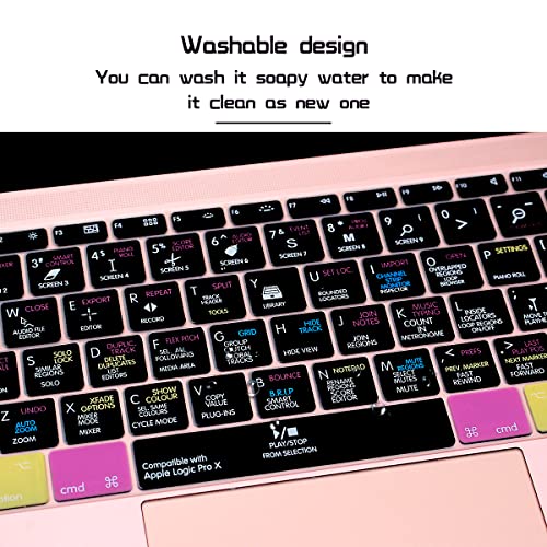 HRH Logic Pro X Hotkey Silicone Keyboard Cover Skin for MacBook Pro 13" A1708 A1988 No Touch Bar 2018 2017 2016 Release and for MacBook 12" A1534 (2015)&A1931(2018) USA Layout Protective Skin - color: Hotkey-Logic Pro X